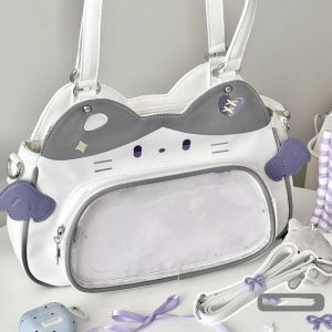 Túi có dây kéo cầm tay Kawaii Mèo Itabag Túi búp bê bông PU Túi trong suốt Ví bỏ túi Huy hiệu Túi lưu trữ Ba lô thời trang Nam 2026