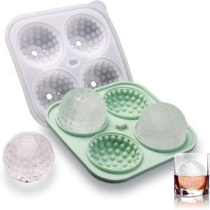 RBJ4 4 Compartments Golf Ball Ice Mold Silicone Funnel Type Lid Chocolate Mold Homemade Square Ice Cube Tray Whiskey Chilling
