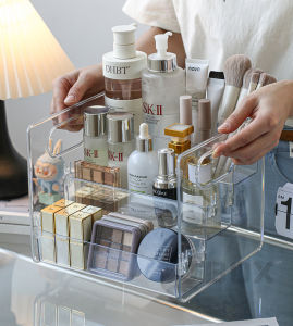 CLARIWIDE 3-Tier Clear Makeup Organiser/ Transparent Perfume Nail Polish Eyeshadow Multi-Functional Organiser (JBox)