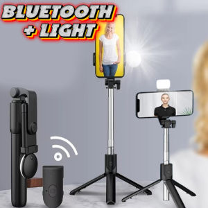 Phone Tripod 1M Extendable Selfie Stick Tripod with Remote Control Retractable Phone Tripod for iPhone and Android Phones Video Recording Vlogging Live Streaming Black