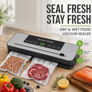 Vacuum Sealer Machine Food Saver Dry Wet Mode Smart Touch Automatic Sealing Compact Kitchen Storage