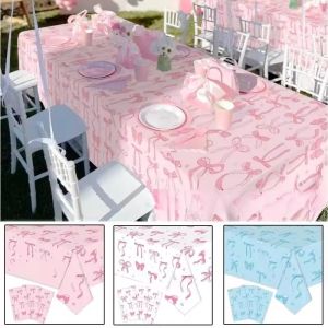 Christmas Disposable Tablecloth White Pink Table Cover Plastic Rectangle Desk Cloth for Birthday Wedding Party Table Decor Xmas