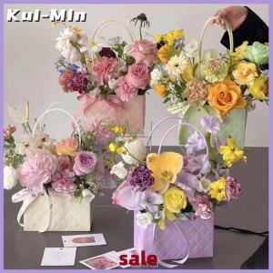 Kui-Min Portable Flower Packaging Box Wedding Decoration Gift Bag Handbag Valentines Day Birthday Party Decor DIY Bouquet Packaging