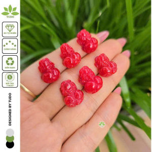 Q2501 Charm tỳ hưu Ngọc Huyết Đỏ sẵn lỗ 2li hợp Hỏa & Thổ - Phong Thủy TUDO