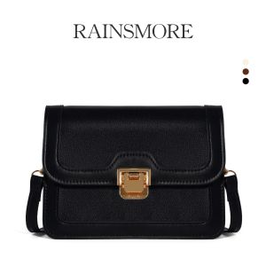 RAINSMORE Womens Bag Contrast Color Buckle Square Bag Retro Stylish Crossbody Commuter Bag