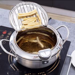 DXL 24CM Japanese Style Non-Stick Deep Fryers Cookware Household Potable Kitchen Frying Pot Fried Chicken Tempura Fryer Pan