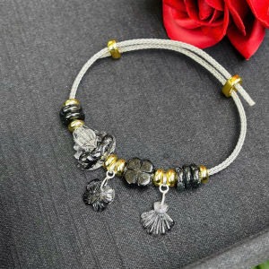 vòng tay nữ hồ ly chúa thạch anh tóc đen tự nhiên vip mix cỏ 4 lá đồng điếu thạch anh tóc đen charm bướm hồ điệp và charm quạt thạch anh tóc đen vip vòng tay đá phong thủy hợp mệnh mộc mệnh thủy trang sức thiết kế đủ hóa đơn thẻ bảo hành