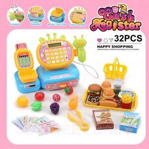 Cashier Machine Toys Big Size Cartoon Pretend Play Set Simulated Supermarket Cash Register Mainan