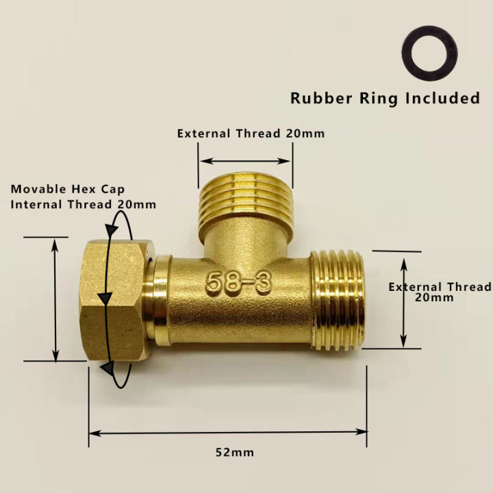 3 Ways Valve Brass Diverter G1/2inch T Adapter Water Separator