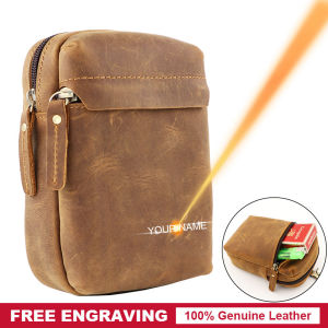 Royal Bagger Waist Packs For Men Genuine Cow Leather Crazy Horse Leather Vintage  Casual Outdoor Street Fashion Phone Bags Mini Pouch Business