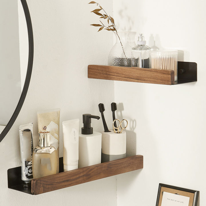 Floating Wall Shelves No Drill Solid Wood Living Dining Display Shelves