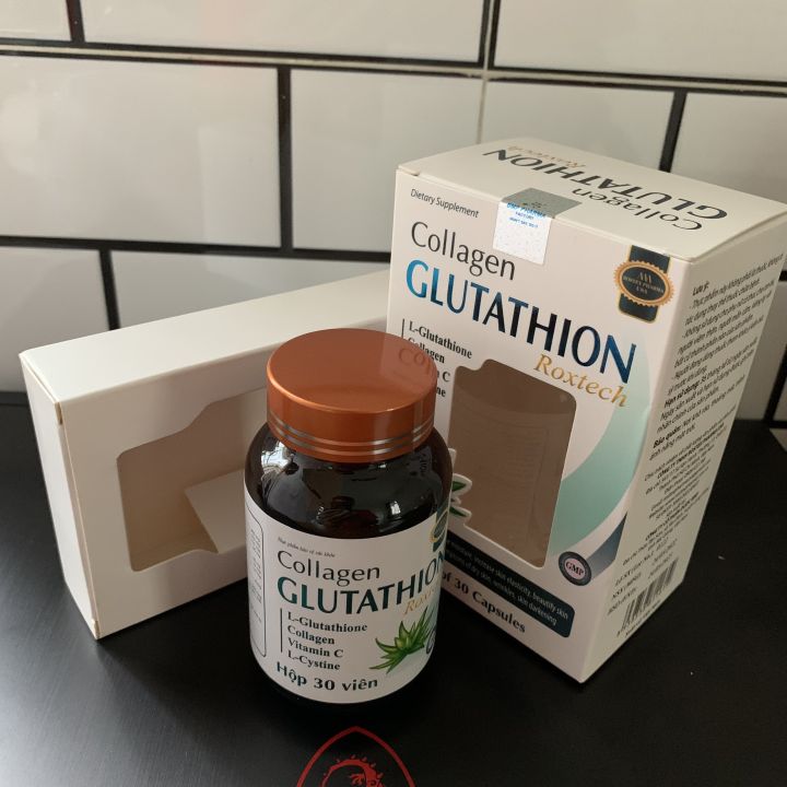 lcystine và glutathione Collagen Glutathion ROXTECH L-cystine Vitamin E C đẹp sáng da giảm nám sạm da IV Drip Glutathione 1200