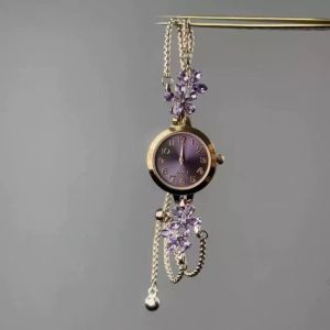 Vintage vintage wisteria flower adjustable bracelet light luxury retro temperament watch daily commute simple watch