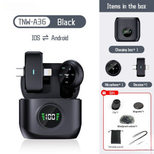 A37 Wireless Lavalier Microphone Noise Cancelling with Magnetic Dual-Channel Mic for IOS Type-c