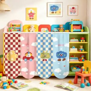 Vixplorn Kitchen Cabinet Curtain & Dustproof Cover Washable Polyester Geometric Semi-Blackout For Kitchen Use