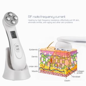 【Fast Delivery】Multifunctional 6 Color LED Photon Light EMS Electroporation Beauty Instrument RF Radio Frequency Anti-aging Anti Wrinkles Facial SPA Skin Care Device (White) MR201W