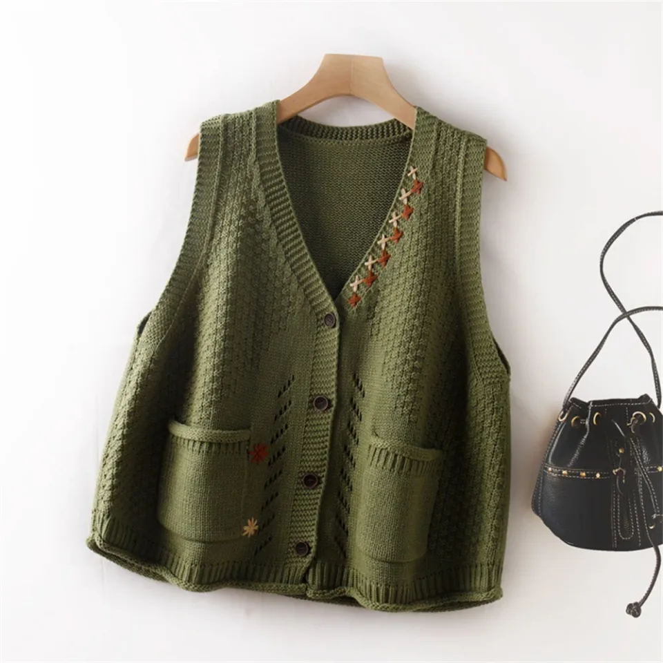 Sweaters Vest for Women Korean Style Autumn New Ladies Tops Solid