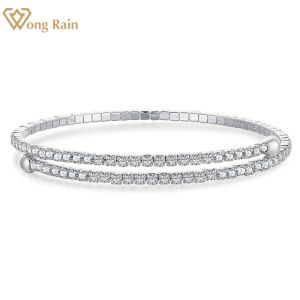 Wong Rain Luxury 925 Sterling Silver High Carbon Diamonds Gemstone Wedding Party Bangle For Women Gift Fine Jewelry Wholesale