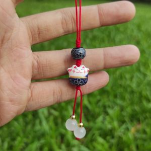 Móc Khóa Điện Thoại Mèo May Mắn Nhật Dễ Thương Nhiều Màu Kiểu Mix Hạt Đá và Gốm - MS024