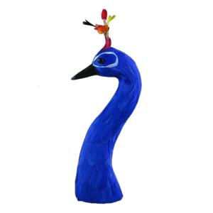 Realistic Feathered Peacocks Statue Ornament Peacocks Head Model for Home TV Cabinet Book Shelf Office Desk Decoration