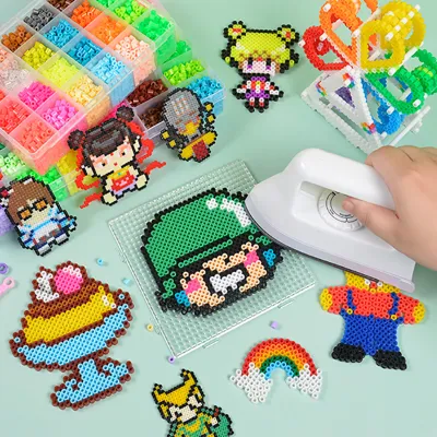 🔥HOT🔥 【🇲🇾 Local Seller】 DIY Perler Beads Fuse Beads Kit Toy 5mm Big Beads 1800/7000 PCS 3D Craft with Accessoires for Kids Educational Toy
