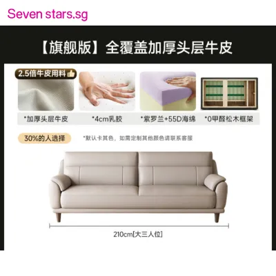Genuine leather sofa for living room top-layer cowhide sofa straight-line two-seater