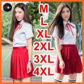 พร้อมส่ง ชุดนักเรียนกระโปรงแดง M-5XL ไม่โป๊ ชุดนักเรียน. 