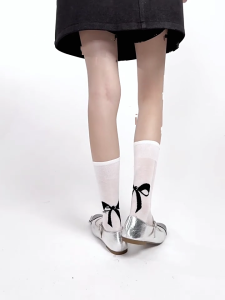 Thẩm Mỹ Ngọt Ngào kiểu nơ dài đến bắp chân Dài Vớ Cotton Cho Phụ Nữ lưới thoáng khí Sinh Viên Vớ Cho Giản Dị