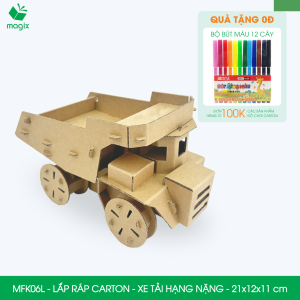 MFK06L - Xe tải hạng nặng - 21x12x11 cm - Đồ chơi lắp ráp mô hình từ bìa carton cứng cao cấp
