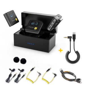 7ryms iray DW20 Pro Hệ thống micro dây chuyền không dây 2.4G dual-channel nhỏ gọn ve áo Microphone với màn hình LCD sạc trường hợp cho máy ảnh iPhone DSLR điện thoại thông minh máy tính bảng vlog phỏng vấn