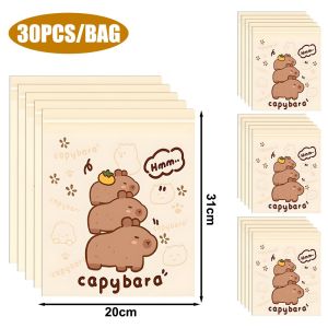 SNJVB1870 30Pcs Capybara Disposable Garbage Bags Cartoon Self Adhesive Desktop Trash Can Thickened Car Dashboard Trash Bag