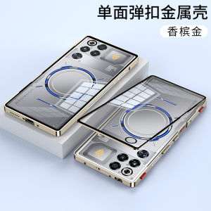 Luxury Metal Bumper High clear Tempered Glass Back Cover For 11 Pro Nubia Red magic 11 Pro Plus Case Phone Shockproof Capa Shoulder Triggers Gaming Funda Single-Sided Snap-On