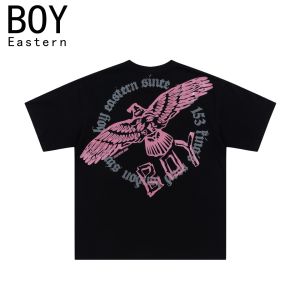 BOY潮牌正确版本25春夏老鹰翅膀logo黑色时尚圆领短袖男女同款T恤