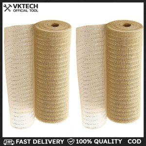 2 Rolls Decorative Mesh Ribbon Metallic Foil Mesh Rolls Christmas Mesh Ribbon for Wreath Swags and Christmas Tree Decoration