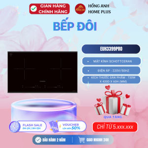 Bếp từ đôi thông minh Eurogold EUH3399Pro mặt kính Schott Ceran bo viền nhôm Đức Inverte tiết kiệm