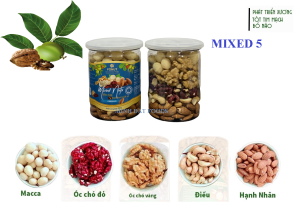 250Gram Thập Cẩm 5 loại hạt tách vỏ( Óc chó ĐỎ/Óc chó Vàng/mắc ca/hạnh nhân/hạt điều ) NK Mỹ/ Úc TH FONUT