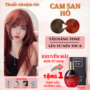 Thuốc nhuộm tóc màu Cam San Hô - Cần tẩy / Nhuộm tóc tiện lợi tại nhà - Tặng kèm oxi trợ nhuộm