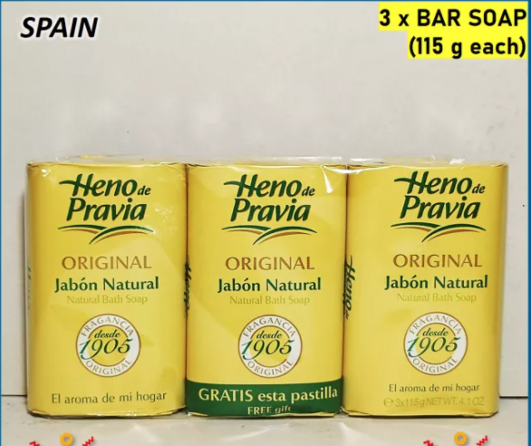 Heno De Pravia Original Jabon Natural Moisturizing Bath Bar Soap 115g 3 X Bundle Pack 1395