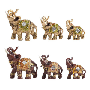 Thai Lucky Elephant Sculpture Slip Proof Base Feng Shui Decoration Resin Elephant Figurine Home Office Gift