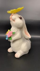 Solar Resin Garden Bunny Lamp Waterproof Outdoor Solar Light Decorative Rabbit Statue For Garden Decor Solar Powered LED Lamp For Yard Patio Lawn Pathway Cute Animal Figurine