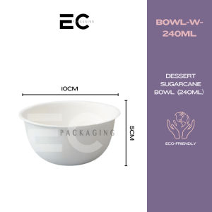 EC 25PCS 240ml Sugarcane Container Bowl With Lid Dessert Bowl Cup Ice Cream Round Bowl