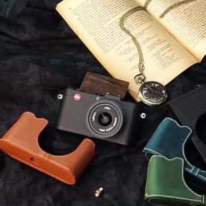 Roadfisher Genuine Real Leather Camera Bag Protect Case Cover Base Shoulder Belt Neck Strap For Leica X1 X2 XE X-E (typ102)