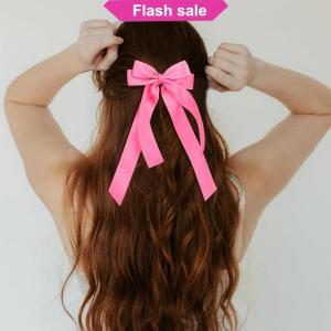 SHENHAO2🎀 Thời Trang Vải Ribbon Bow Kẹp Tóc Cho Phụ Nữ Cô Gái Tóc Clip Rắn Màu Bow Phụ Kiện Tóc