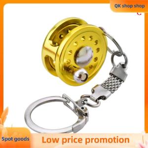 ✨QK shop✨ 1Pcs Alloy Fishing Reel Drum Pendant Keychain Key Wheel Outdoor Fishing Tackle