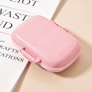 【SKIT SG】8 Grids Sealed Pill Organizer Daily Pill Case Small Pill Box Portable Pill Container Medicine Health Supplements 8 Grids Organizer Container For Tablets Travel Pill box With Seal Ring Small Box For Tablets Wheat Straw Container For Medicines