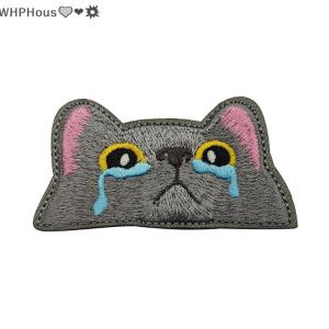 WP💓💛💖 Cute Lovely Black Cat Patch – Peeping & Crying Cat Embroidered Patch Kitten Iron-on Sew For Clothing Bags Accessories