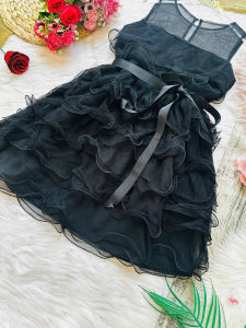 "MYDU SALE 🌸 MS 2223 – ĐẦM LƯỚI BÈO TẦNG CỘT NƠ EO NGỌT NGÀO