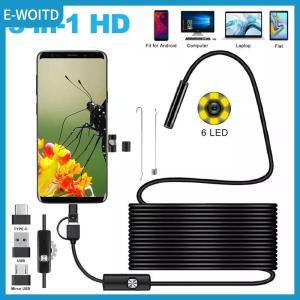 【E-WOITD】 5.5MM Android Endoscope Camera 3 IN1 Micro USB Type C Borescope Mini Camera Waterproof LED Car Inspection For HUAWEI XIAOMI PC