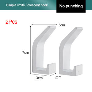 1/2Pcs No Drilling Hook Black White Gold Towel Hook Clothes Coat Hanger Bedroom Robe Hook Rustproof Clothes Hangers Rack Kitchen Balcony Bathroom Storage Hook