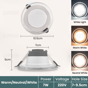 GPower 7W Tri color LED Pin light for Ceiling Downlight Ultra-Thin 3 Colors Purple/Blue/Warm 4 inches Panel Light for Living Room Bedroom Indoor Bar Restaurant Led Light